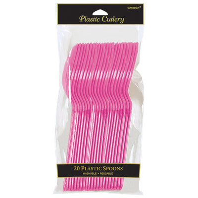 Bright Pink Plastic Spoons 20 ct.