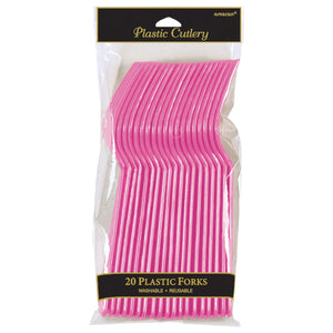 Bright Pink Plastic Forks 20 ct.