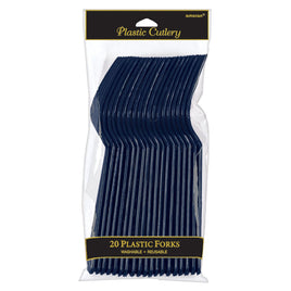 True Navy Plastic Forks 20 ct.