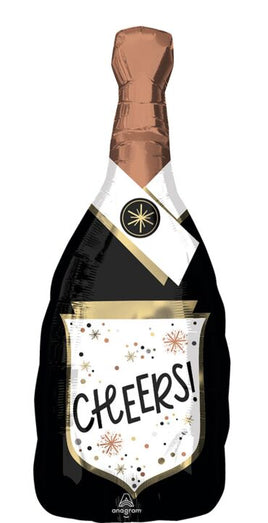 36"CHEERS CONFETTI BUBBLY BOTTLE FOIL BALLOON