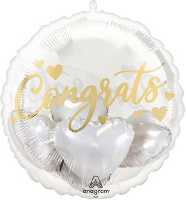 20" Congrats w/ Hearts  Foil Balloon