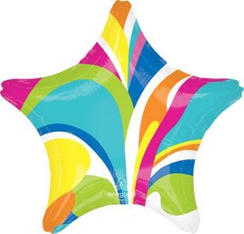 19" VIBRANT MACRO MARBLE STAR FOIL BALLOON