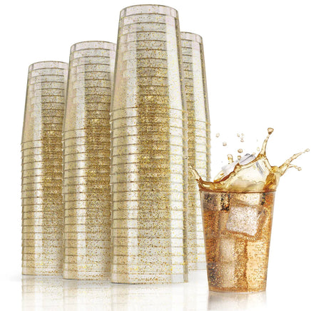 10 oz. Gold Sparkle Plastic Tumblers 20 Ct.