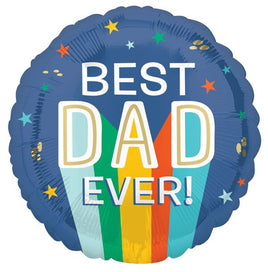 17" Best Dad Ever Color Stripe Foil Balloon