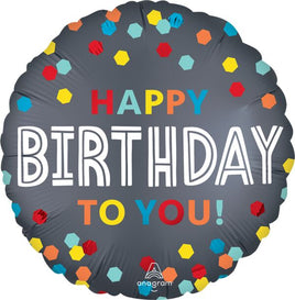 18" SATIN CONFETTI BURST BIRTHDAY FOIL BALLOON