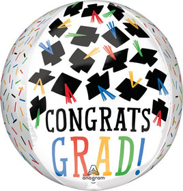 16" HATS OFF CONGRATS GRAD ORBZ