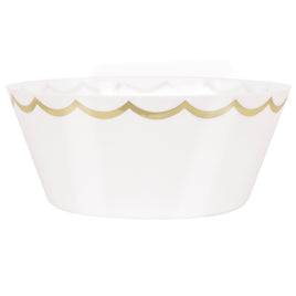 Gold Scalloped Design 10" White Plastic Serving Bowl - Foil Stamping
