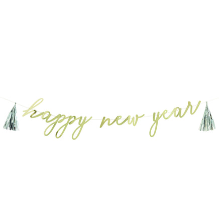 Disco New Year Happy New Year Diecut Letter Banner with Foil Tassels