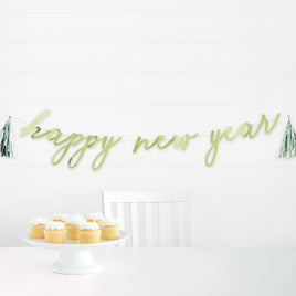 Disco New Year Happy New Year Diecut Letter Banner with Foil Tassels
