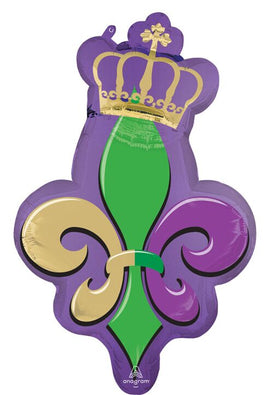 32" Satin Majestic Mardi Gras Foil Balloon