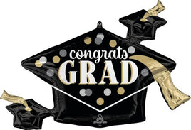 35" SATIN TIMELESS POLKA DOTS CONGRATS GRAD FOIL BALLOON