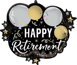 28" Black Silver Gold Retirement Foil Balloon
