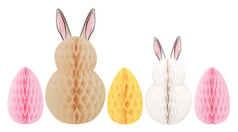 Bunny & Easter Egg Honeycomb Centerpiece Decorations  5pc