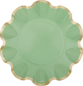 Elegant Sage Ruffle Edge 10" Dinner Plates  8ct