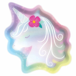 Unicorn Iridescent Shaped Plates 8 ct.
