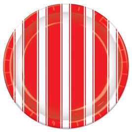 7" Red & White Stripe Plates 8 ct.