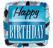 17" Happy Birthday Black & Blue Foil Balloon