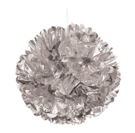 16" Puff Decor- Silver Foil