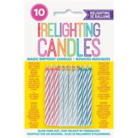 Relighting Spiral Birthday Candles - Assorted 10ct