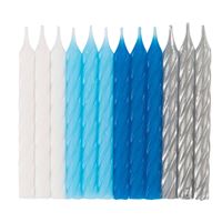 Blue, White and Silver Spiral Birthday Candles - Assorted 24ct