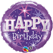 18" Birthday Purple Sparkles Foil Balloon