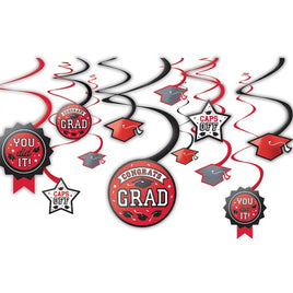 Red Graduation Swirl Decorations
