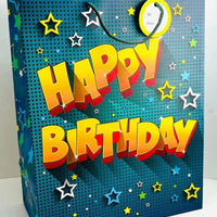 Colorful Stars and  Happy Birthday Large Gift Bag
