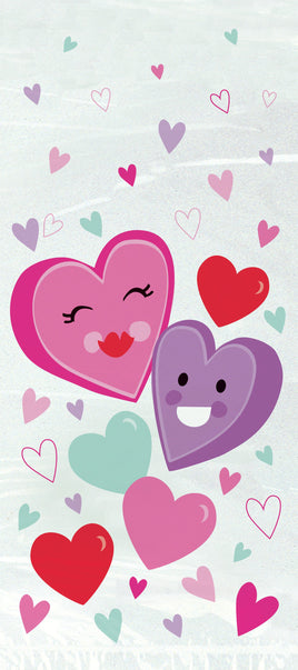 Smiling Hearts Cellophane Bags  5"x11"  20ct