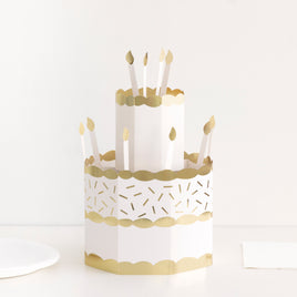 Cake Shaped Pop-Up Centerpiece with Gold Foil Trim