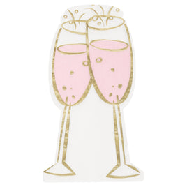 Sip Sip Hooray Champagne Glass Shaped Guest Napkins  16ct - Foil Stamping