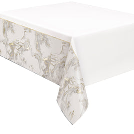 54" X 84" Grey Marble Foil Rectangular Plastic Table Cover  1 ct.