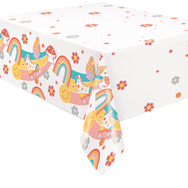 54" X 84" Rainbow Roller Skate Rectangular Plastic Table Cover  1 ct.