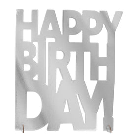 Silver Happy Birthday Centerpiece Decoration