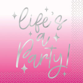 Dance Party Life's a Party  Beverage Napkins  16ct - Foil Stamping