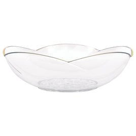 Premier Stylz® Clear Scalloped Reusable Plastic 10" Serving Bowl with Gold Foil Rim