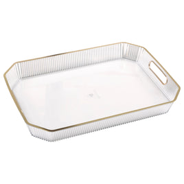 Premier Stylz Clear Plastic Serving Tray with Gold Foil Edge