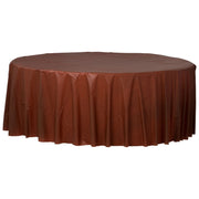84" Round Plastic Table Cover - Chocolate Brown 1 ct.