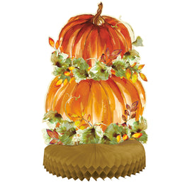 14" Watercolor Pumpkin Honeycomb Centerpiece