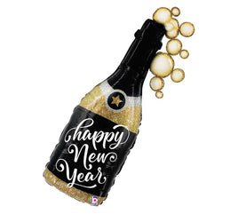 39" HAPPY NEW YEAR CHAMPAGNE BUBBLES BOTTLE FOIL BALLOON