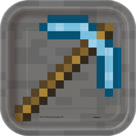 7" Mincraft Square Paper Plates 8 ct.