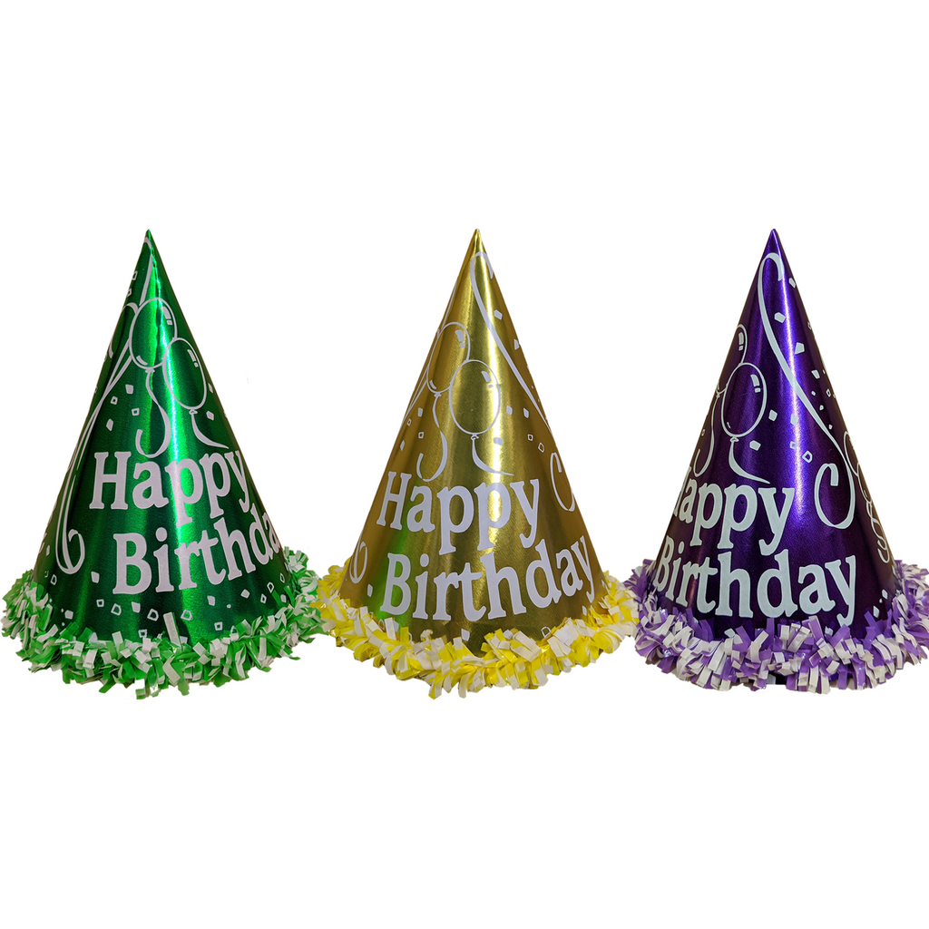15" Foil Birthday Hat w/Tassel & Trim (Assorted Colors) 1 ct.