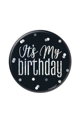 Black Glitz Birthday Badge