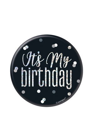 Black Glitz Birthday Badge