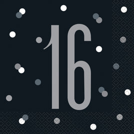 Glitz Black & Silver 16 Luncheon Napkins 16 ct.