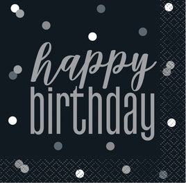 Birthday Black Glitz Happy Birthday Beverage Napkins  16 ct.