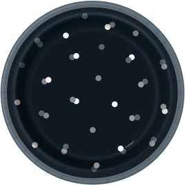 7" Glitz Black and Silver Plates 8 ct.