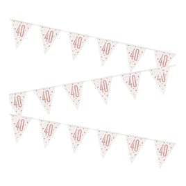 Birthday Glitz Rose Gold Number 40 Prismatic Plastic Flag Banner