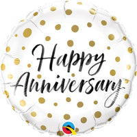 18" Anniversary  Gold Dots Foil Balloon