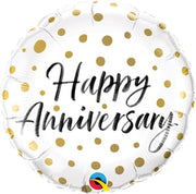 18" Anniversary  Gold Dots Foil Balloon
