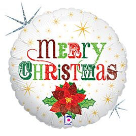 18" Christmas Poinsettia Foil Balloon